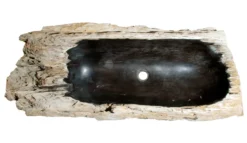 44" Petrified Wood Stone Vessel Sink, Black