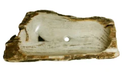 38.5" Petrified Wood Stone Vessel Sink, Brown, Cream, PEWD-#001