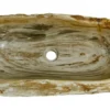 28" Petrified Wood Stone Vessel Sink, Rectangle, Beige