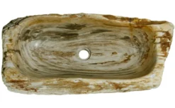 28" Petrified Wood Stone Vessel Sink, Rectangle, Beige