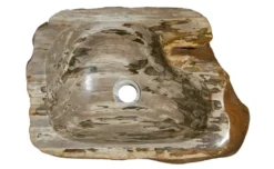 18.5" Petrified Wood Stone Vessel Sink, Brown, Taupe
