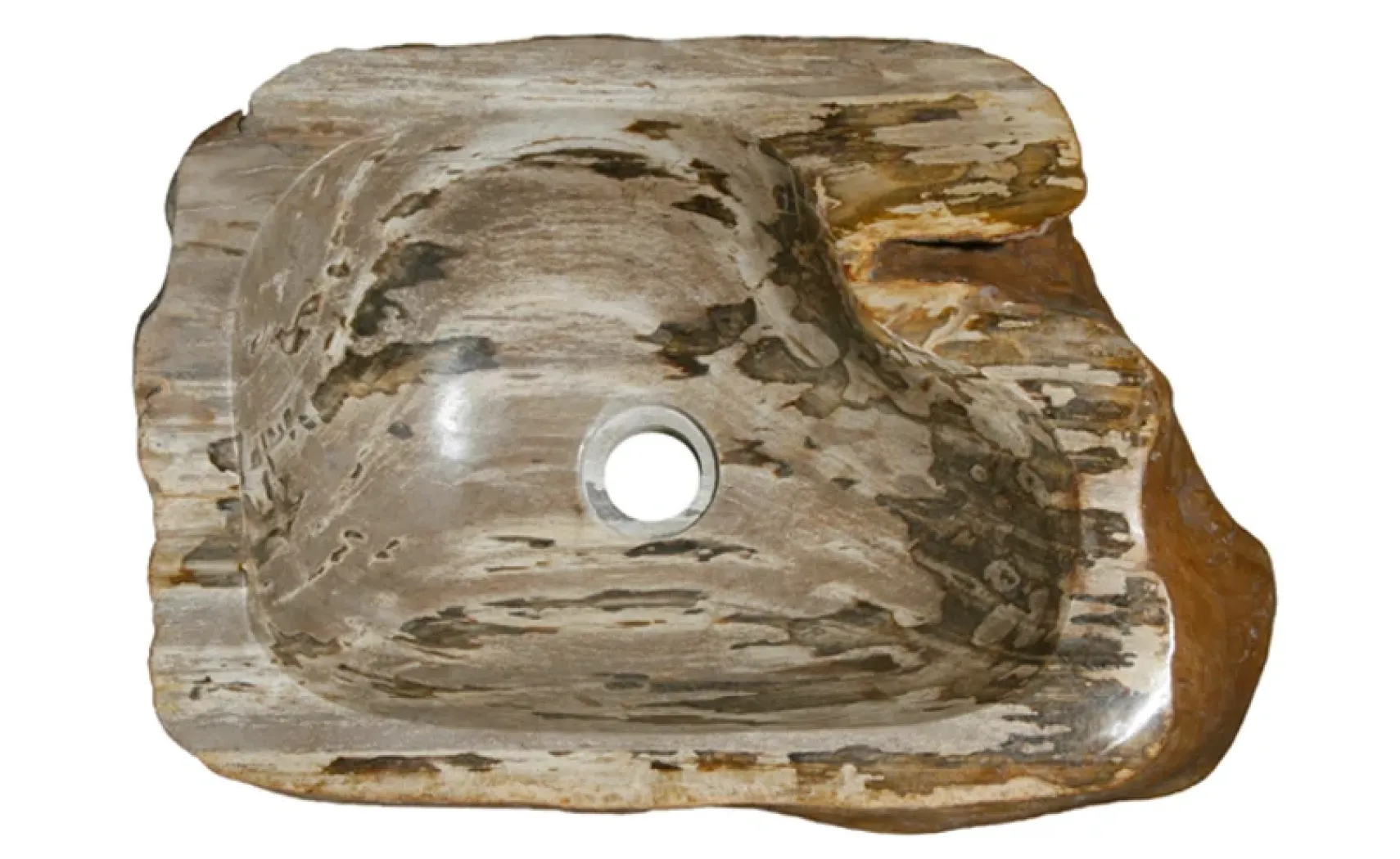 18.5" Petrified Wood Stone Vessel Sink, Brown, Taupe