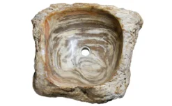 21" Petrified Wood Stone Vessel Sink, Beige, Brown