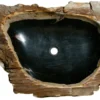 30" Petrified Wood Stone Vessel Sink, Black