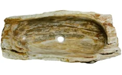 30" Petrified Wood Stone Vessel Sink, Beige, Brown