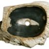 21" Petrified Wood Stone Vessel Sink, Black