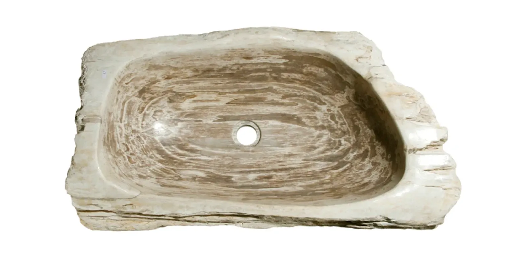 27" Petrified Wood Stone Vessel Sink, Rectangle, Taupe, PEWD-#013