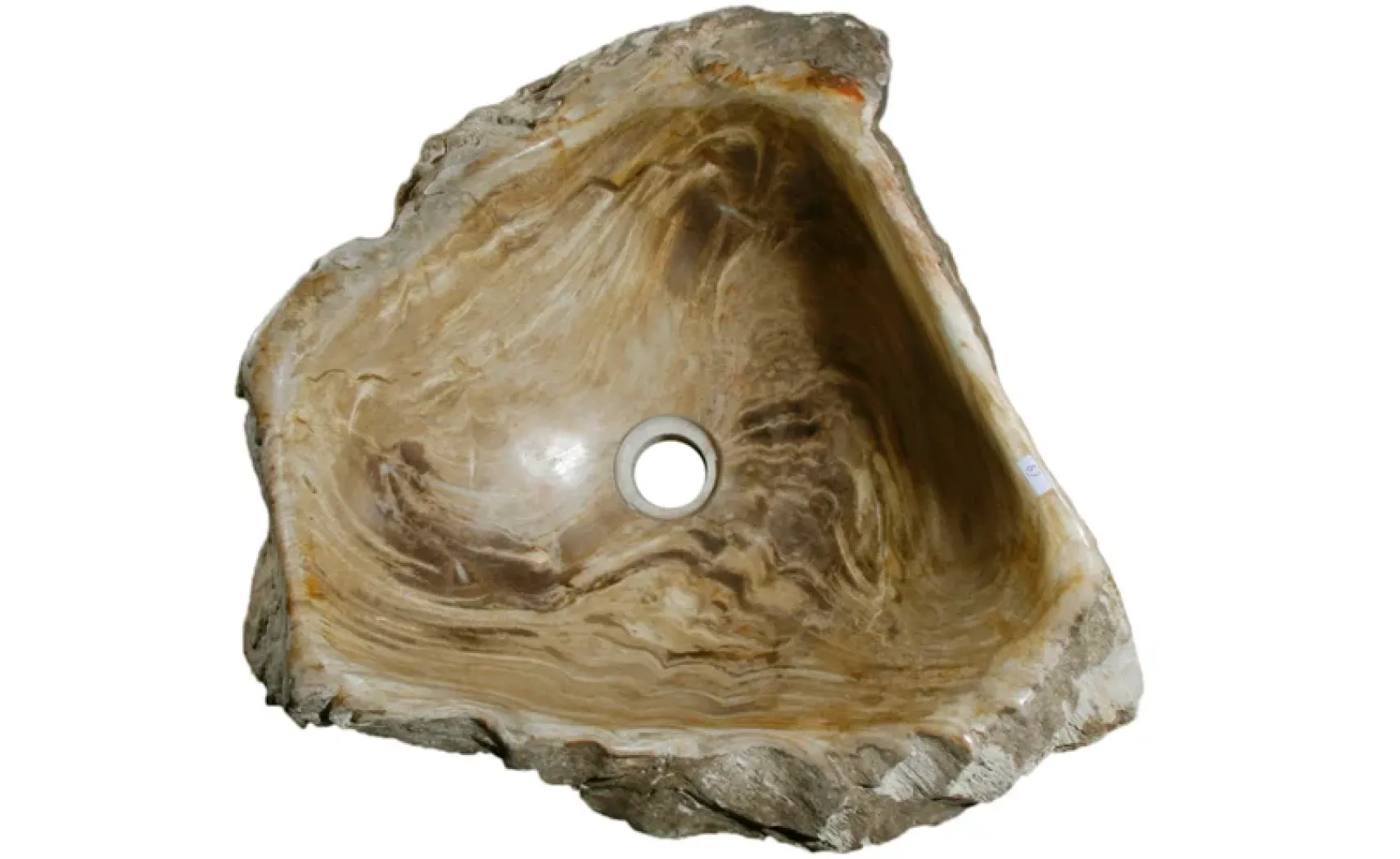 18.5" Petrified Wood Stone Vessel Sink, Beige, Taupe