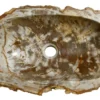 21" Petrified Wood Stone Vessel Sink, Oval, Brown, Cream