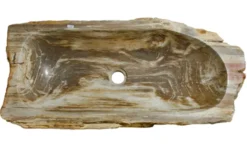 30" Petrified Wood Stone Vessel Sink, Beige, Taupe