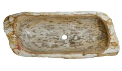 39" Petrified Wood Stone Vessel Sink, Cream, Red Orange