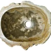 14" Petrified Wood Stone Vessel Sink, Oval, Brown, Taupe