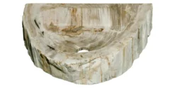 18.5" Petrified Wood Stone Vessel Sink, Oval, Beige, Black, Ivory, Taupe, W 18.5″ x D 14.5″ x H 4″, PEWD--#01-12