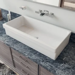 ALFI 36" White Above Mount Fireclay Bath Trough Sink, AB36TR
