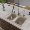 ALFI Biscuit 32" Drop-In Double Bowl Granite Composite Kitchen Sink, AB3220DI-B