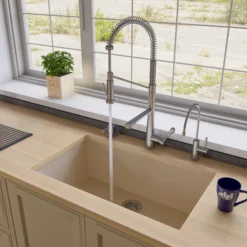 ALFI Biscuit 33" Single Bowl Undermount Granite Composite Kitchen Sink, AB3322UM-B