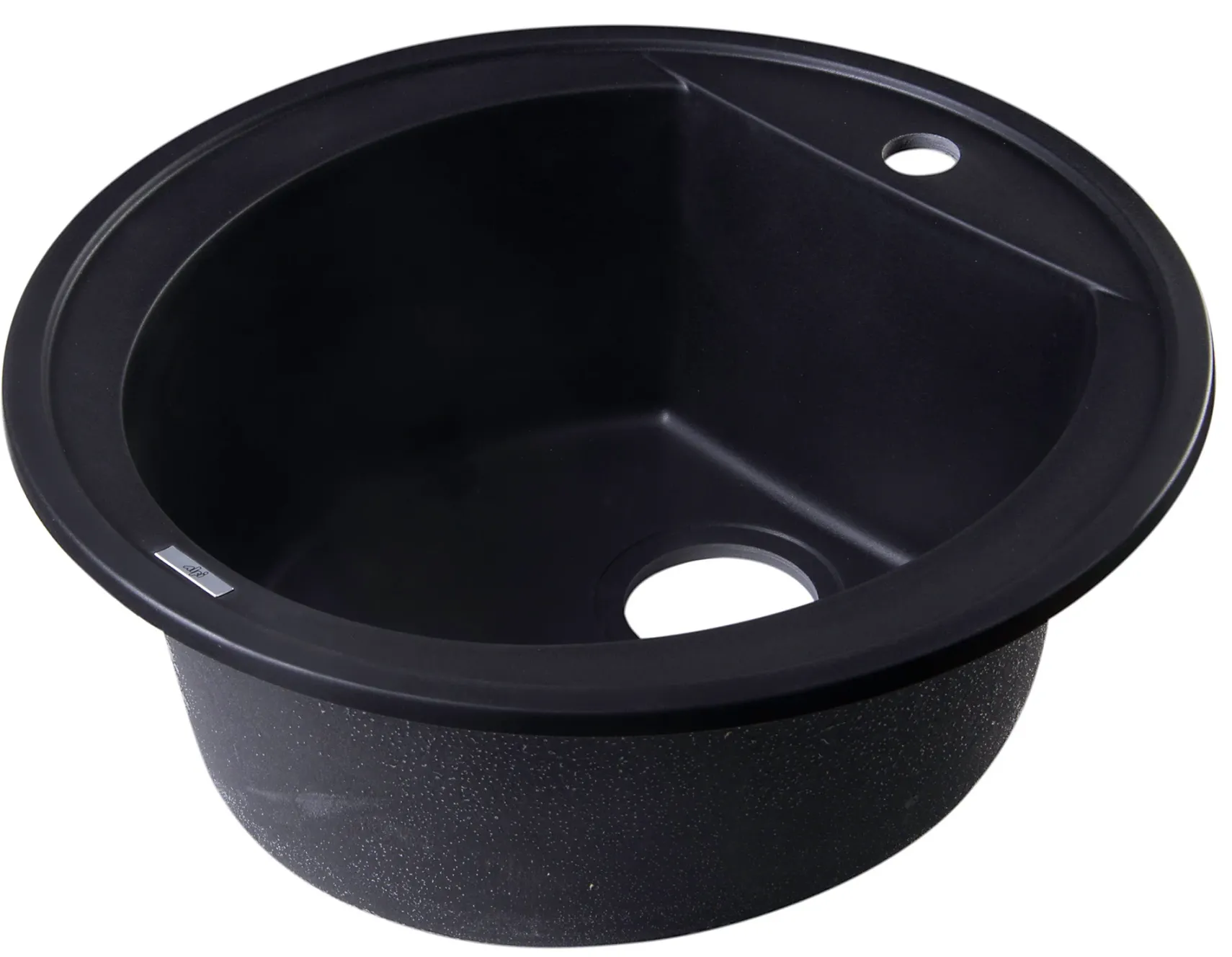 ALFI Black 20" Drop-In Round Granite Composite Kitchen Prep Sink, AB2020DI-BLA