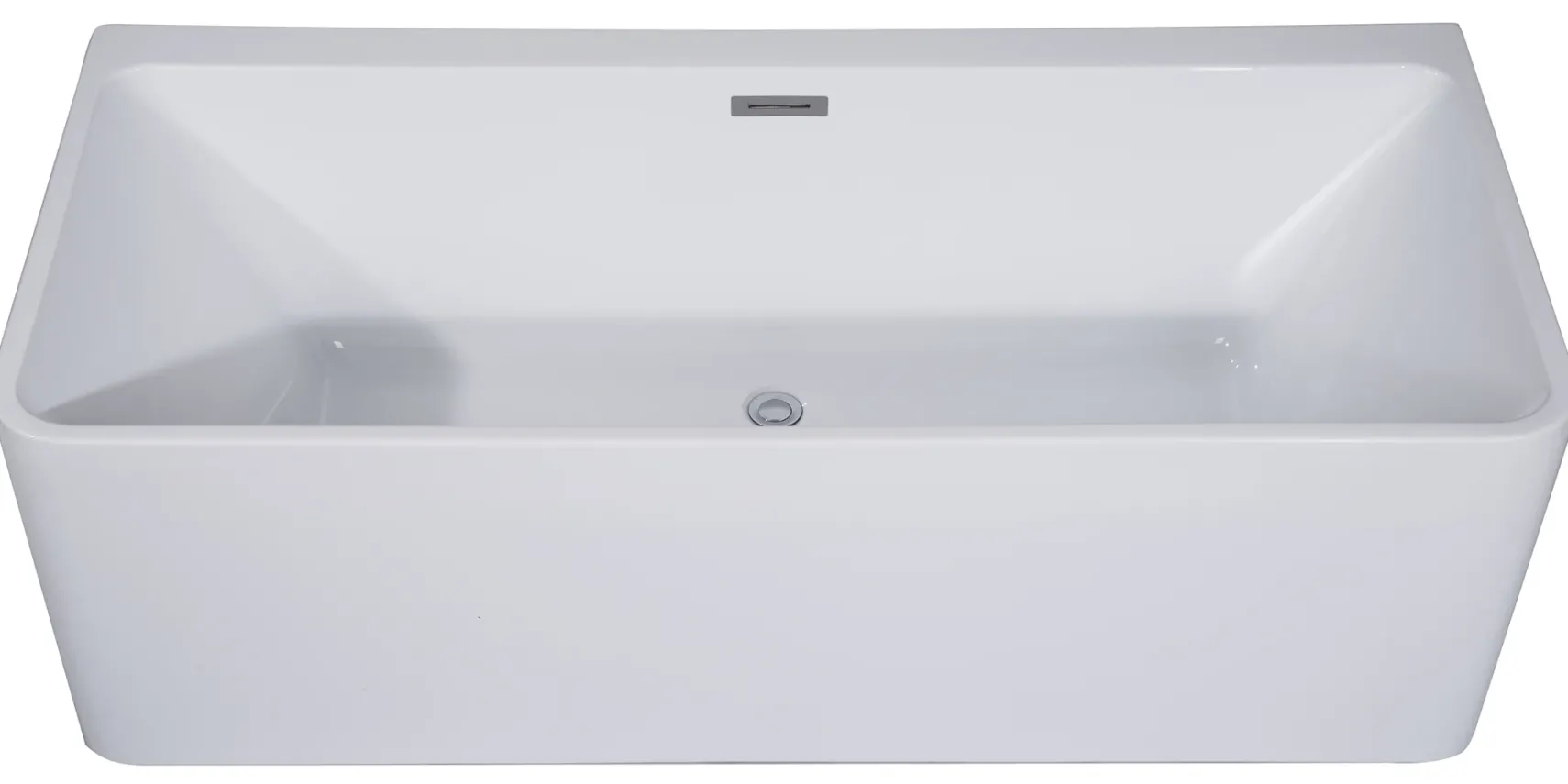 ALFI brand 59" Acrylic Free Standing Rectangle Soaking Bathtub, White, AB8858