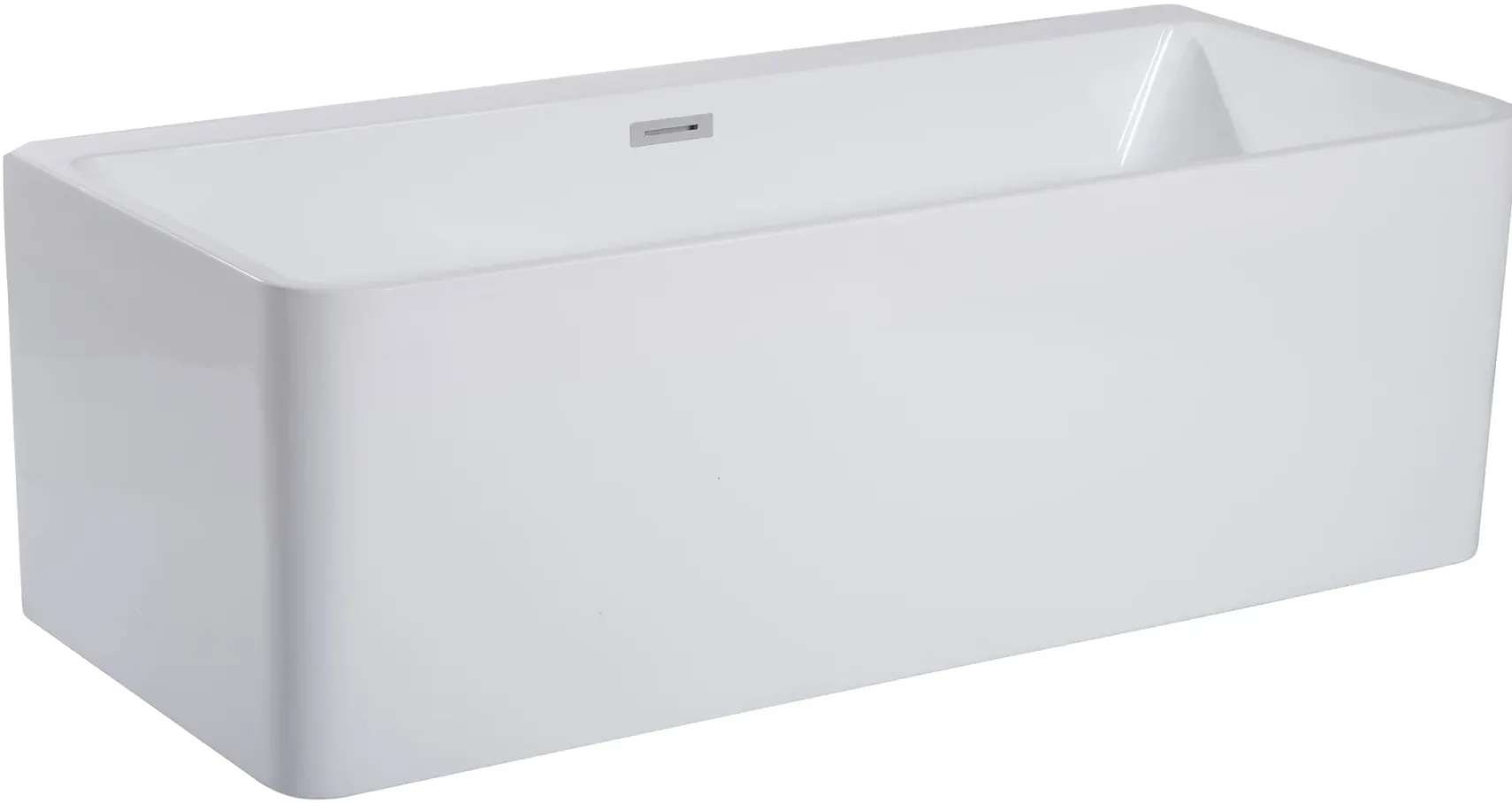 ALFI brand 59" Acrylic Free Standing Rectangle Soaking Bathtub, White, AB8858