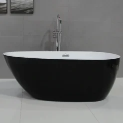ALFI brand 59" Acrylic Free Standing Oval Soaking Bathtub, Black, AB8862