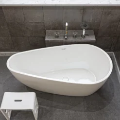 ALFI brand 59" Acrylic Free Standing Oval Soaking Bathtub, White, AB8861