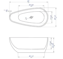 ALFI brand 59" Acrylic Free Standing Oval Soaking Bathtub, White, AB8861