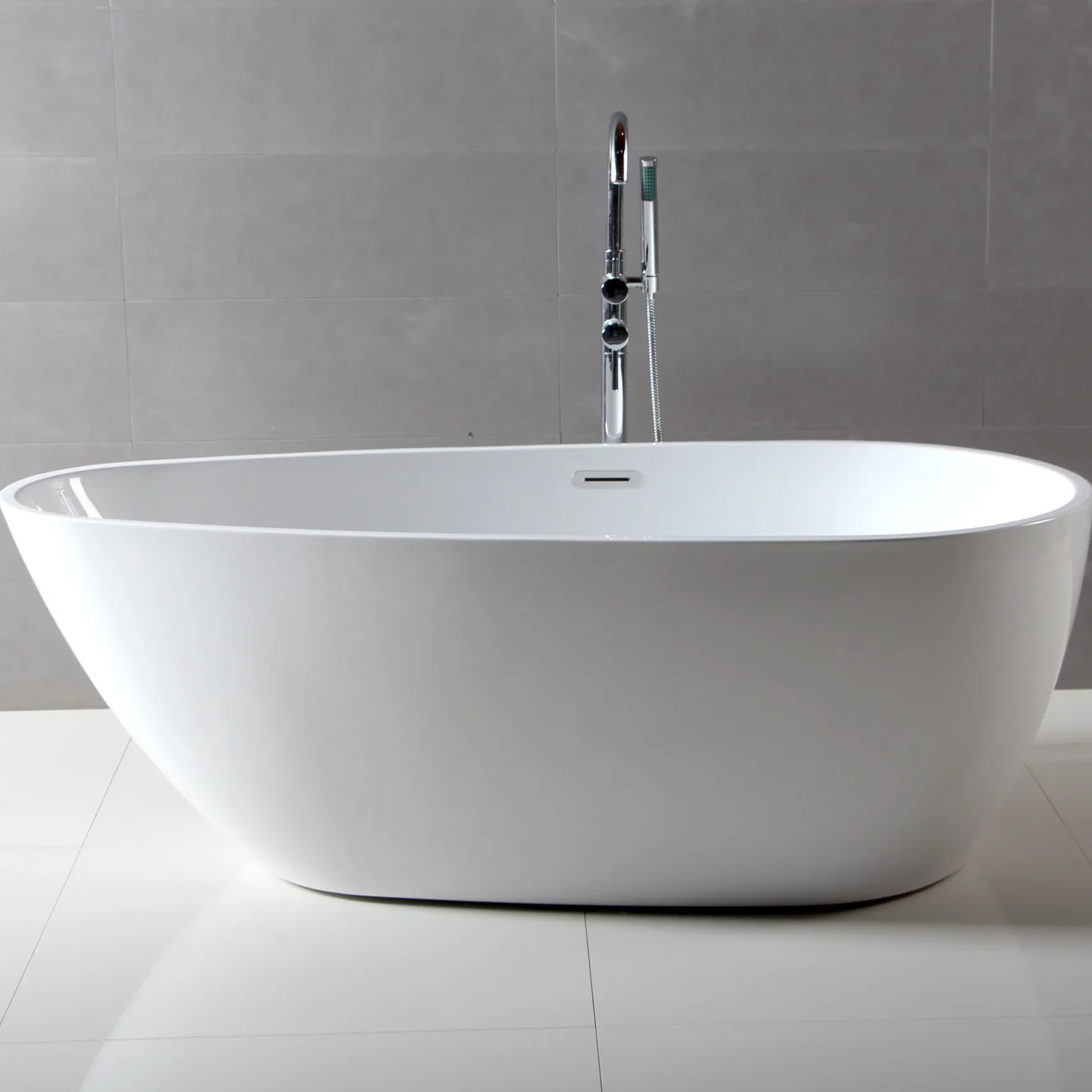 ALFI brand 59" Acrylic Free Standing Oval Soaking Bathtub, White, AB8861