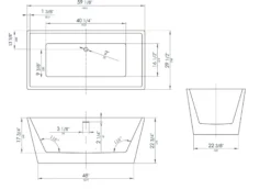 ALFI brand 59" Acrylic Free Standing Rectangle Soaking Bathtub, Black, AB8834