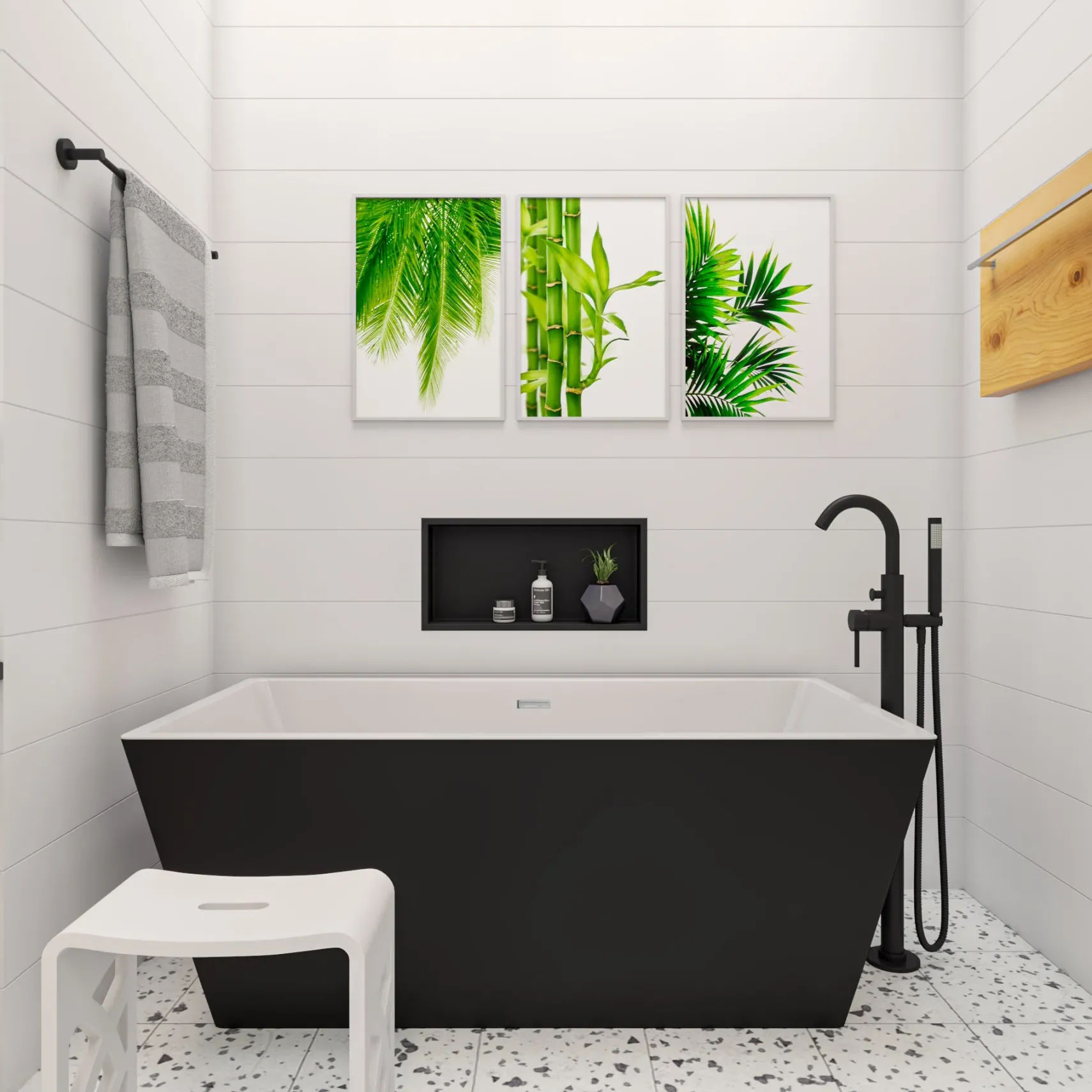 ALFI brand 59" Acrylic Free Standing Rectangle Soaking Bathtub, Black, AB8834
