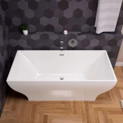 ALFI brand 67" Acrylic Free Standing Rectangle Soaking Bathtub, White, AB8840