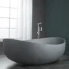 ALFI brand 63" Concrete Free Standing Oval Bathtub, Gray Matte, ABCO63TUB
