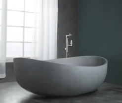 ALFI brand 63" Concrete Free Standing Oval Bathtub, Gray Matte, ABCO63TUB