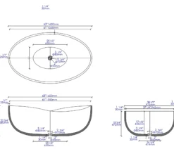 ALFI brand 63" Concrete Free Standing Oval Bathtub, Gray Matte, ABCO63TUB