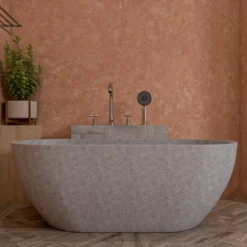 ALFI brand 59" Concrete Free Standing Oval Bathtub, Gray Matte, ABCO59TUB