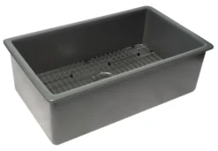 ALFI brand 32" Drop In Fireclay Kitchen Sink, Gray Matte, No Faucet Hole, ABF3219SUD-GM