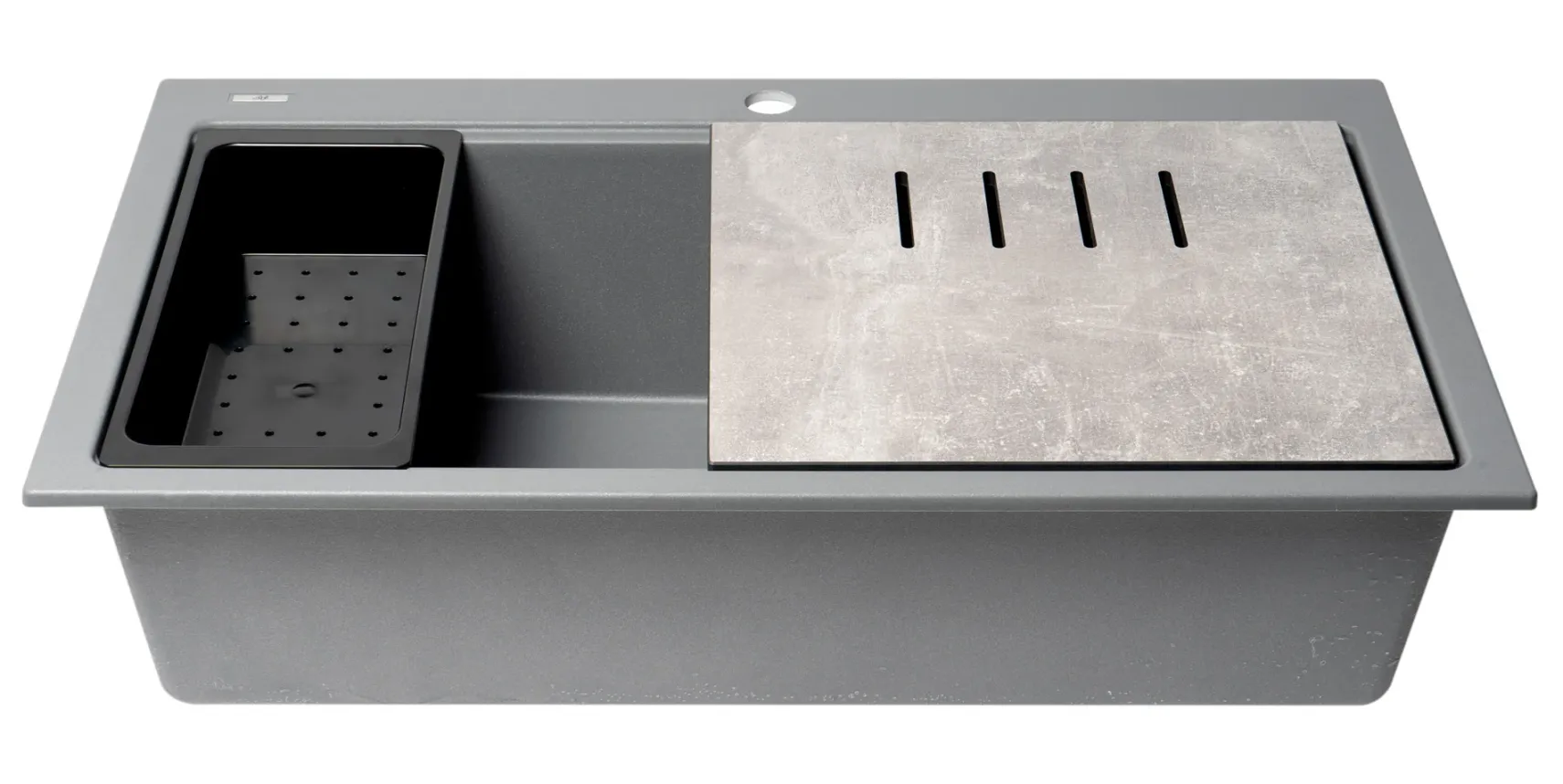 ALFI brand 34" Drop In Granite Composite Workstation Kitchen Sink with Accessories, Titanium, 1 Faucet Hole, AB3418SBDI-T