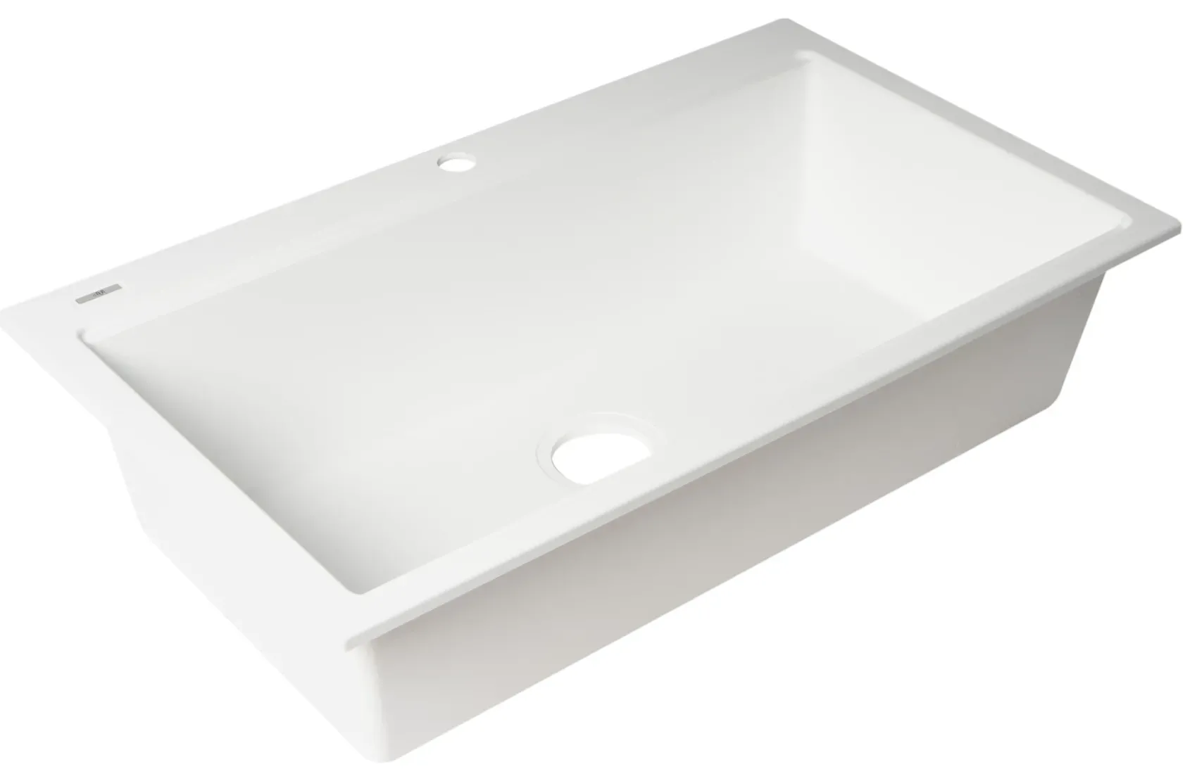 ALFI brand 34" Drop In Granite Composite Workstation Kitchen Sink with Accessories, White, 1 Faucet Hole, AB3418SBDI-W