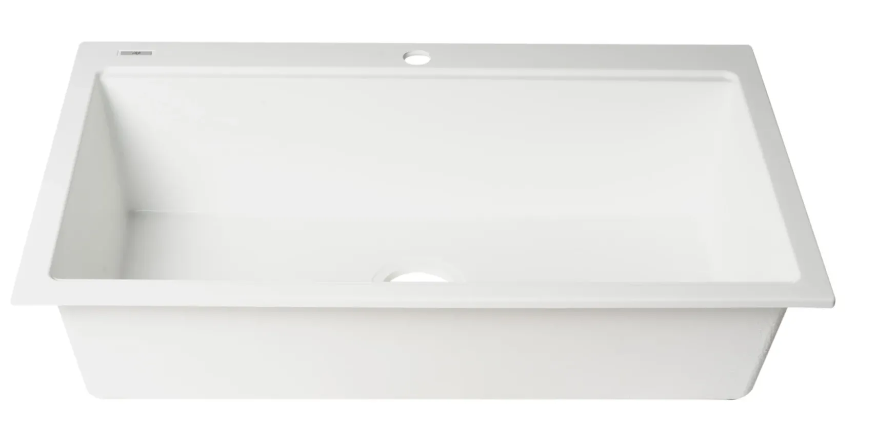 ALFI brand 34" Drop In Granite Composite Workstation Kitchen Sink with Accessories, White, 1 Faucet Hole, AB3418SBDI-W