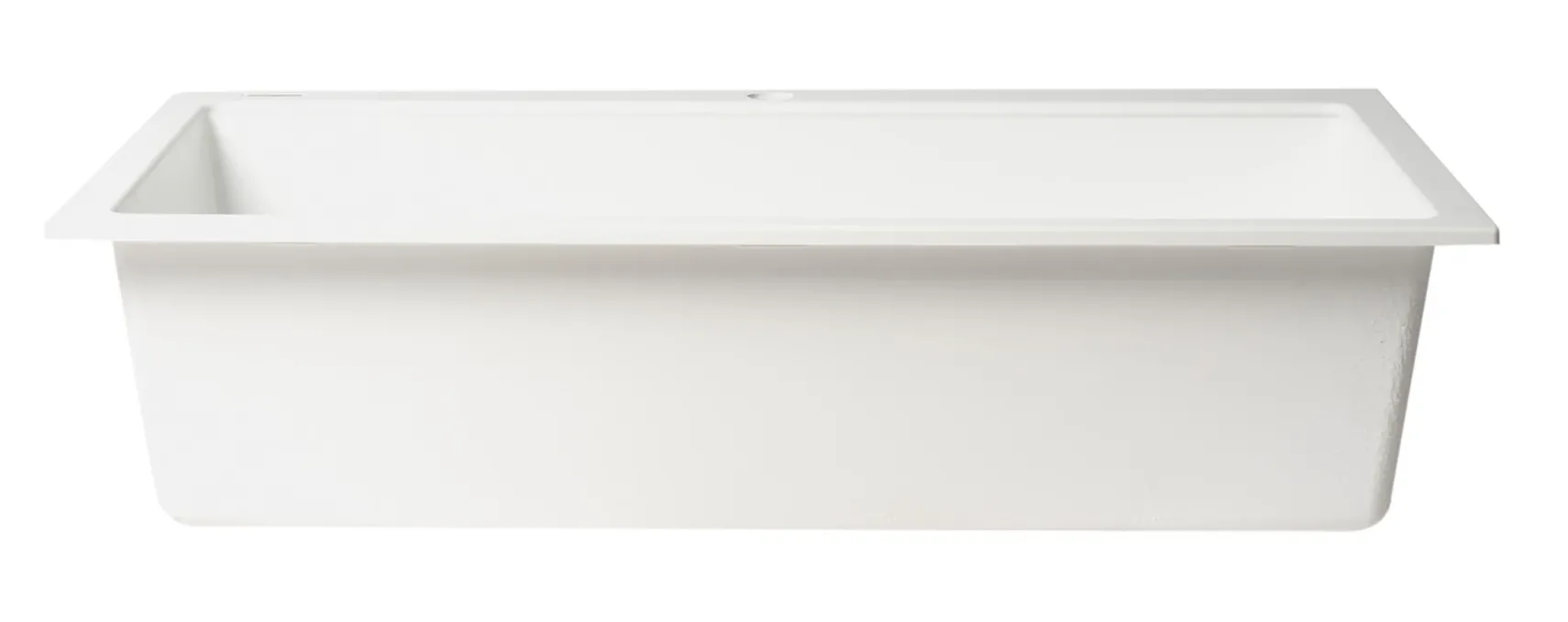 ALFI brand 34" Drop In Granite Composite Workstation Kitchen Sink with Accessories, White, 1 Faucet Hole, AB3418SBDI-W