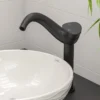 ALFI brand 1.2 GPM Lever Curved Spout Bathroom Faucet, Modern, Black Matte, AB1570-BM