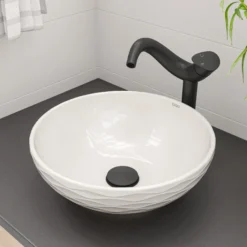 ALFI brand 1.2 GPM Lever Curved Spout Bathroom Faucet, Modern, Black Matte, AB1570-BM