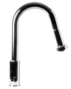 ALFI brand 1.66 GPM Lever Gooseneck Spout Touchless Kitchen Faucet, Modern, Gray, Pull Down, Polished Chrome, ABKF3262-PC