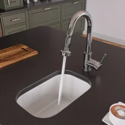 ALFI brand 1.66 GPM Lever Gooseneck Spout Touchless Kitchen Faucet, Modern, Gray, Pull Down, Polished Chrome, ABKF3262-PC