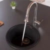 ALFI brand 1.8 GPM Lever Gooseneck Spout Touch Kitchen Faucet, Modern, Gray, Pull Down, Brushed Nickel, ABKF3480-BN