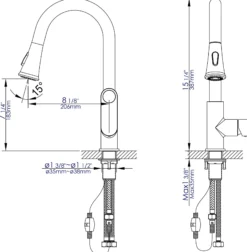 ALFI brand 1.8 GPM Lever Gooseneck Spout Touch Kitchen Faucet, Modern, Gray, Pull Down, Brushed Nickel, ABKF3480-BN