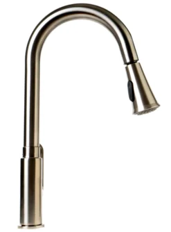 ALFI brand 1.8 GPM Lever Gooseneck Spout Touch Kitchen Faucet, Modern, Gray, Pull Down, Brushed Nickel, ABKF3480-BN