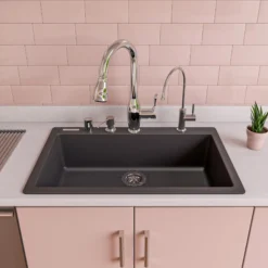ALFI brand 1.8 GPM Lever Gooseneck Spout Touch Kitchen Faucet, Gray, Pull Down, Polished Chrome, Traditional, ABKF3783-PC