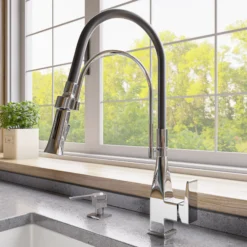 ALFI brand 1.8 GPM Lever Gooseneck Spout Touch Kitchen Faucet, Modern, Gray, Polished Chrome, ABKF3023-PC