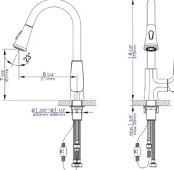 ALFI brand 1.8 GPM Lever Gooseneck Spout Touch Kitchen Faucet, Modern, Gray, Pull Down, Polished Chrome, ABKF3889-PC