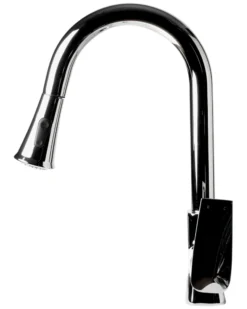 ALFI brand 1.8 GPM Lever Gooseneck Spout Touch Kitchen Faucet, Modern, Gray, Pull Down, Polished Chrome, ABKF3889-PC